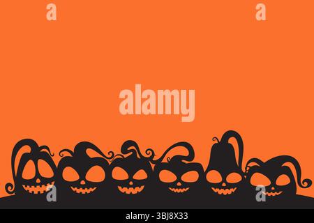 Halloween pumpkin silhouette template on orange background Stock Vector