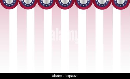 Gradient American flag vector template background with stripes and copy space or text Stock Vector