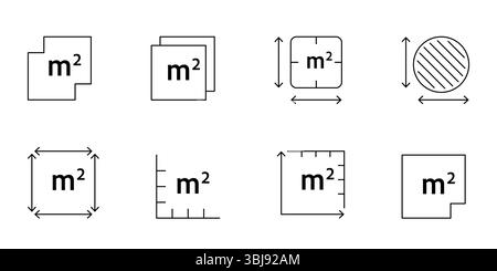 Square Meter icon. Place dimension outline pictogram. Flat area in ...
