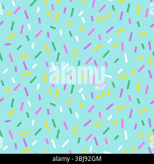 Sweet Donut Seamless Background with Candy Sprinkles Featuring Rainbow Colored Sugar Vermicelli and Glaze Texture Perfect for Fun Dessert Style Stock Vector