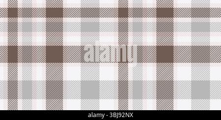 Neutral Brown and Gray Plaid Pattern, Seamless Tartan Checkered Design, Perfect for Textiles, Minimalist Fashion, Home Decor, and Modern Wallpapers Stock Vector