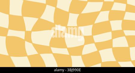Twisted distorted checkered retro groovy pattern Stock Vector