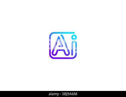 AI logo monogram chatbot icon, smart assistant emblem, line tech symbol. Automation tool for software, translator, digital education, neural system Stock Vector