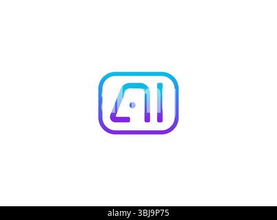 AI logo, chatbot smart assistant icon, virtual tool emblem for app, SaaS, automation, tech support, communication system, education software. Outline Stock Vector