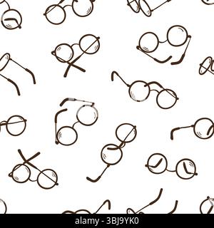 Glasses seamless pattern. Doodle eyewear symbol vector illustration Stock Vector
