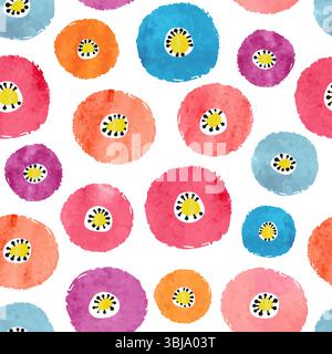 Abstract colorful circles pattern. Vector background with watercolor round shapes Stock Vector