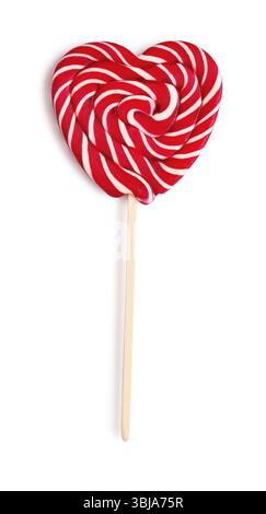 Heart lollipops candy on a stick isolated on white. Clipping path included Stock Photo