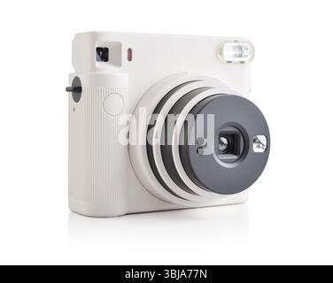 White retro  instant camera isolated on white background. Clipping path included Stock Photo
