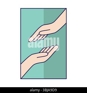 Helping Hands Vector Illustration. A minimalist vector illustration featuring two stylized human hands. Stock Vector