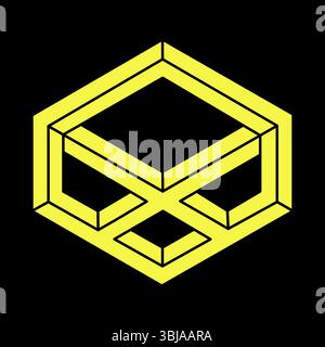 Optical illusion object. Impossible shapes. Geometric figures. Escher style. Web design element. Line design.  Stock Vector