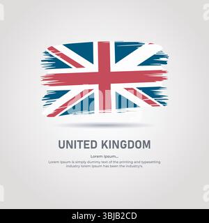 United Kingdom Flag-American Flag- Brush Stroke Vector – Grunge Style Union Jack with Editable Text Stock Vector