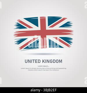 United Kingdom Flag-American Flag- Brush Stroke Vector – Grunge Style Union Jack with Editable Text Stock Vector