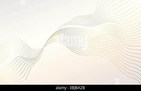 Vector gold on white line wave abstract pattern, elegant luxury design background, flow curved dynamic wave lines banner Stock Vector
