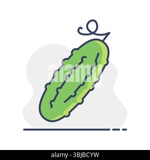 Cucumber isolated design vector icon. Vegetable sign. Graph symbol for food and drinks web site, apps design, mobile apps and print media, logo, UI Stock Vector