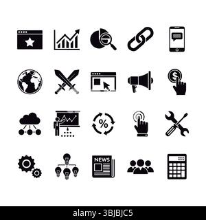Professional Business and Marketing Icon Collection. Stock Vector