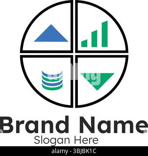 Business Logo Design Circle Graph with Financial Data Elements Brand Symbol Icon for Finance Growth Investment and Stock Vector