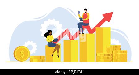 Business Growth Strategy Data Analysis and Financial Success Teamwork Chart Statistics Progress Goals Investment Profit Stock Vector