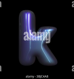 Metaverse letter K - Lower-case 3d futuristic font isolated on black background. This alphabet is perfect for creative illustrations related but not l Stock Photo