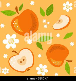 Apple orchard in bloom seamless pattern Stock Vector