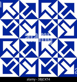 Blue and white arrows pointing different directions seamless pattern Stock Vector