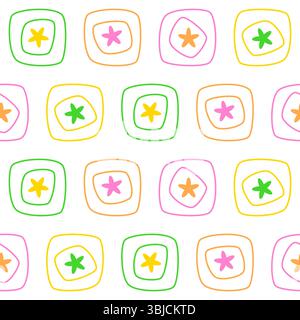 Floral tiles in vibrant colors seamless pattern Stock Vector