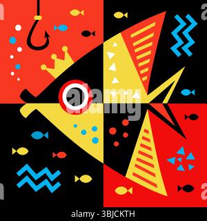 Queen fish triangle seamless pattern Stock Vector