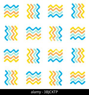 Multicolor waves seamless pattern tiles Stock Vector