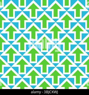 Green and blue arrows showing direction seamless pattern Stock Vector