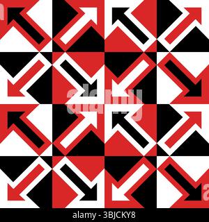 Red and black arrows pointing different directions seamless pattern Stock Vector