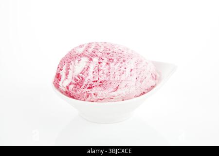 Fruit ice cream in porcelain bowl isolated on white background with clipping path Stock Photo