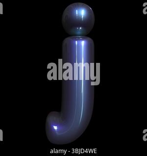 Metaverse letter J - Lower-case 3d futuristic font isolated on black background. This alphabet is perfect for creative illustrations related but not l Stock Photo