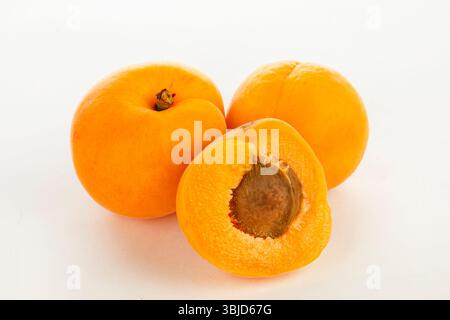 Fresh apricot fruit, isolated on white background. 2 Stock Photo