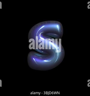 Metaverse letter S - Lower-case 3d futuristic font isolated on black background. This alphabet is perfect for creative illustrations related but not l Stock Photo