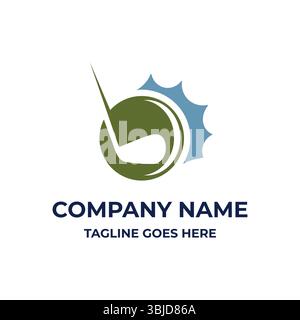 Simple Minimalist Golf Stick and Golf Ball for Sport Club Competition Logo Design Vector Stock Vector