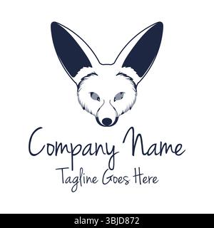 Cute Funny Fennec Fox Head Face Illustration Logo Design Vector Stock Vector