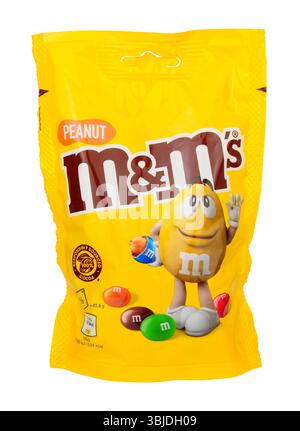 Peanut M and M's milk chocolate covered peanuts in a sugar shell in a 125g pouch Stock Photo
