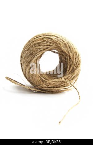 Brown cord ball isolated on white background Stock Photo