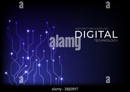 Abstract background Digital technology futuristic data on blue background, cyber nano information, abstract communication, vector illustration Stock Vector