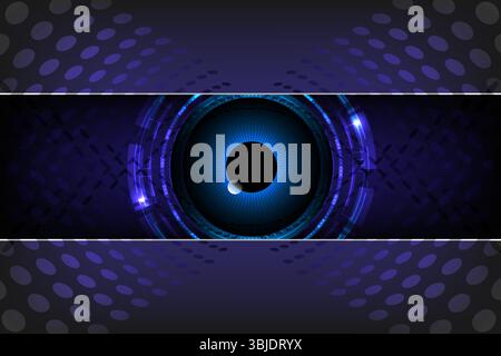 Futuristic High tech digital eye concept with glowing blue interface on a dark element background, Ideal for cybersecurity, AI or tech innovation them Stock Vector