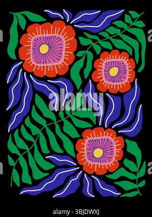 Floral Abstract illustration in Matisse Style Stock Vector