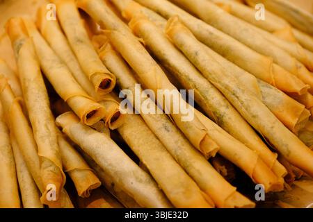 fried spring rolls, traditional Chinese food Stock Photo
