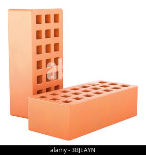 Hollow red bricks set. 3D rendering isolated on white background Stock Photo