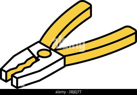 Simple and cute isometric line icon of pliers tool for car maintenance and repair illustration, Vector Illustration Stock Vector