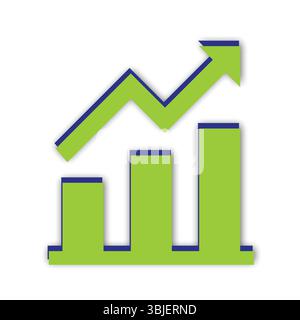 Growing Business Concept Illustration – Growth Icon with Graph, Arrow, and Chart Symbols Stock Vector
