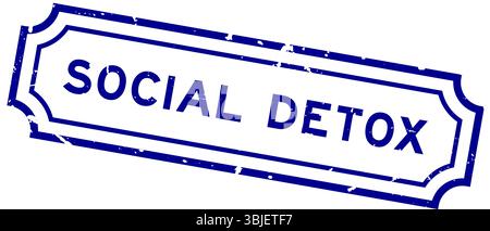 Grunge blue social detox word square rubber stamp on white background Stock Vector