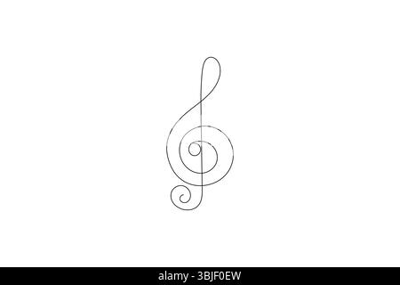 One line drawing music notes and microphone, minimalist vector illustration design Stock Vector
