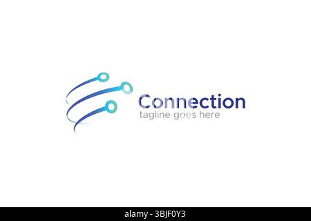 Connection Network Technology Logo Modern Business with Linear and Dot Symbol Stock Vector