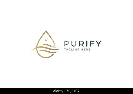 Purify Water Drop Logo Luxury Concept of Natural Beauty Fashion Branding Stock Vector