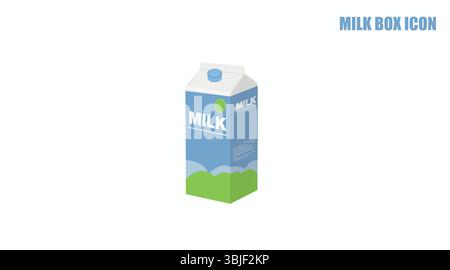 Milk Box Color Icon. Vector editable color flat illustration of a box of milk Stock Vector