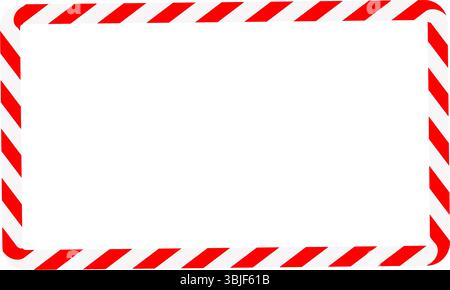 Candy cane rectangle frame. Christmas ribbon with red and white stripes. Greeting card with New Year or Christmas decorating border. Vector illustrati Stock Vector